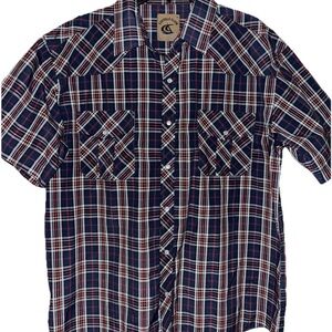 Coevals Club Men’s Short Sleeve Pearl Snap Shirt  Plaid Size XL C-4